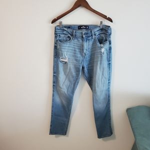 Hollister epix flex distressed dad jeans 32x30 medium wash zip button